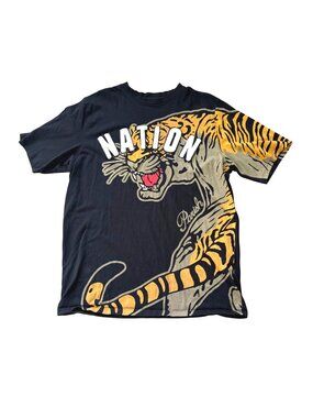 Parish Nation Men's  Short Sleeve Top 2XLT Black Tiger Graphic Y2K Rare Find